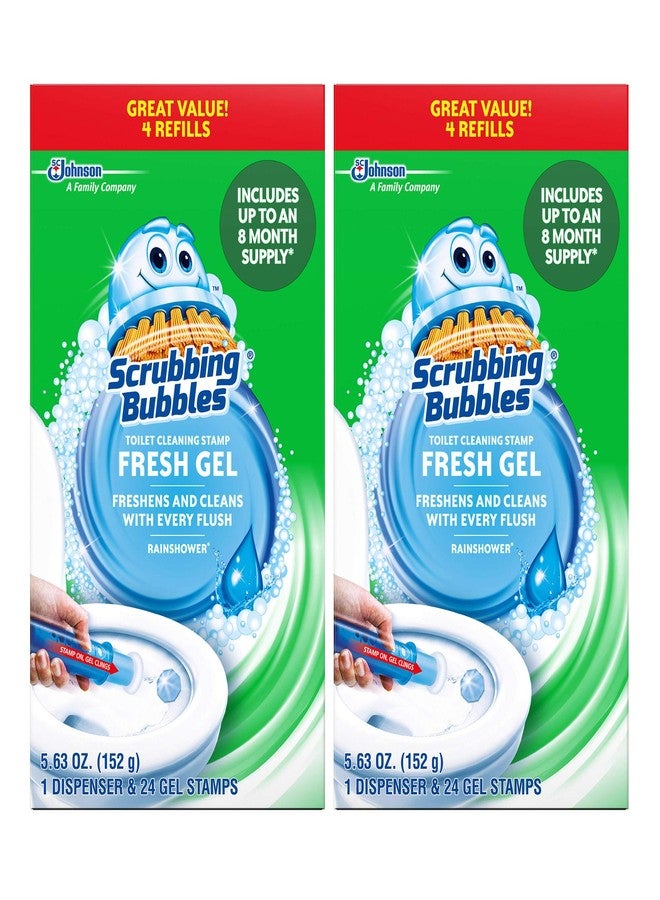 Scrubbing Bubbles Fresh Gel Toilet Cleaning Stamp Refill Value Pack, Rainshower, 24 Stamps, 2 Pack - Image 1
